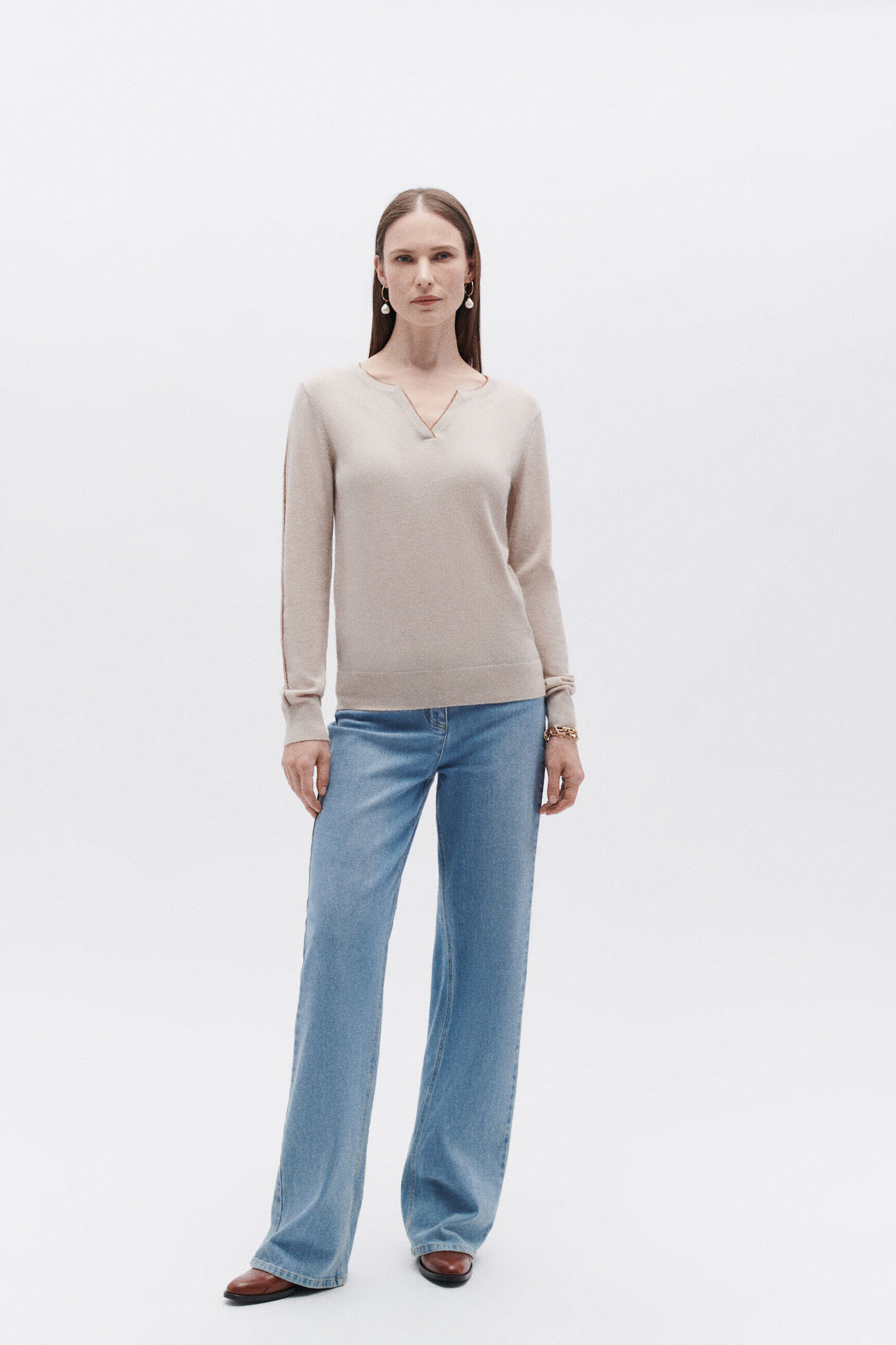 Pull manya beige femme