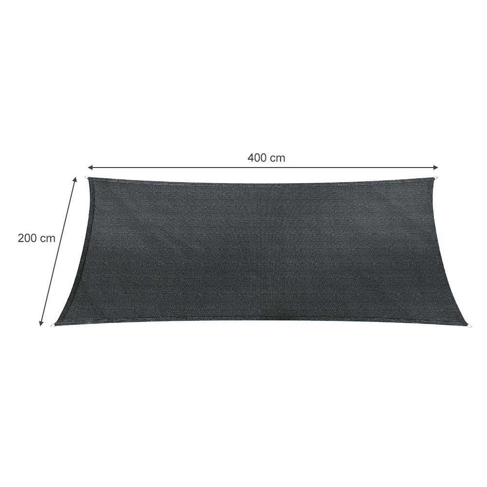 Oskar-Store Sonnensegel Sonnenschutz Rechteck 2x4 Anthrazit UV-Schutz HDPE