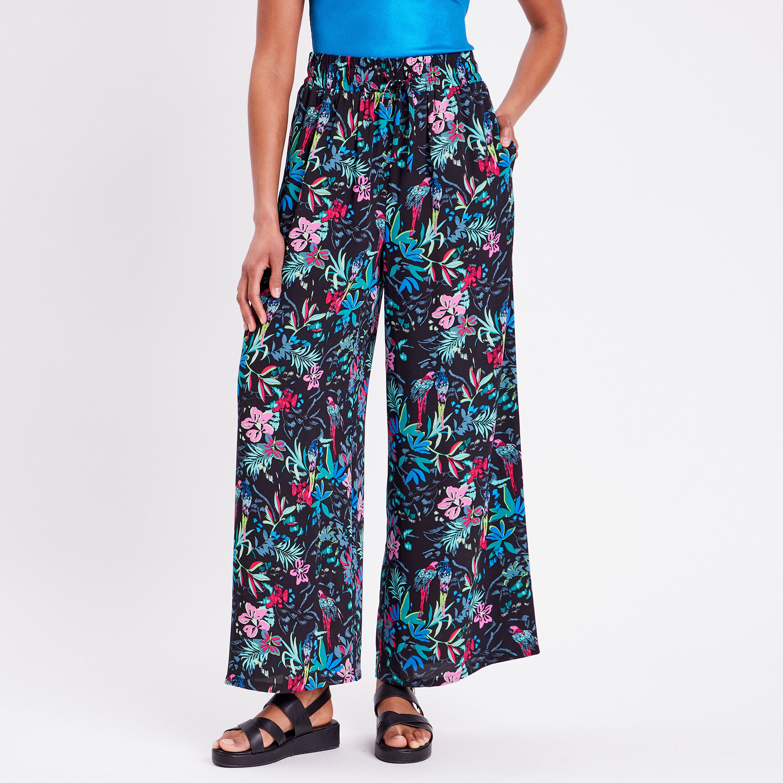 Pantalon ample fluide noir femme | Cache Cache