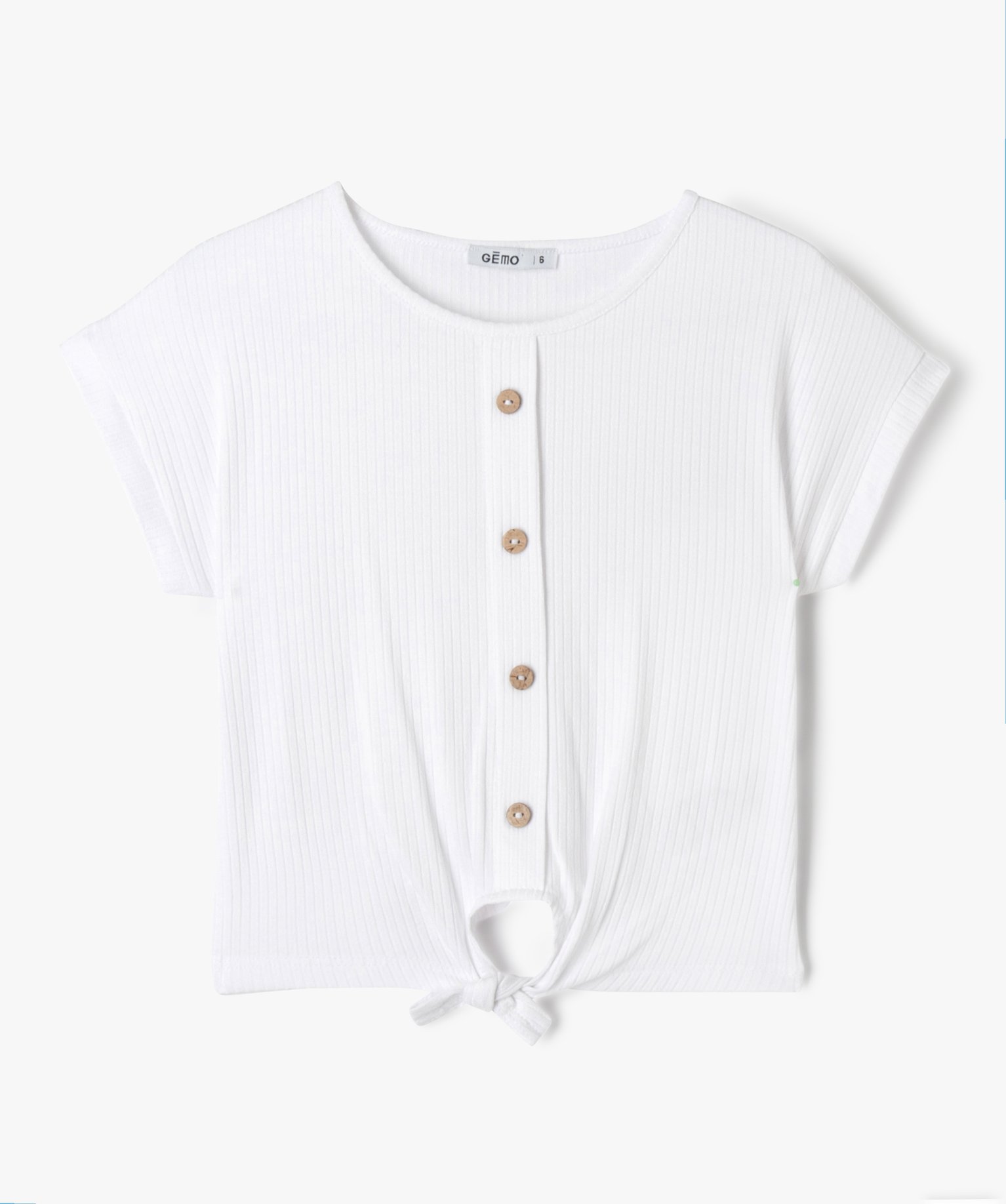 Tee-shirt à manches courtes avec boutons fantaisie et bas n... ecru | GEMO