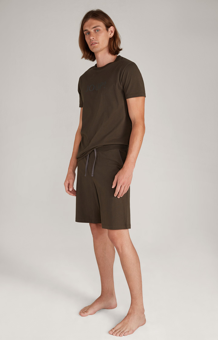 Loungewear Shorts in Dunkelgrün-Braun