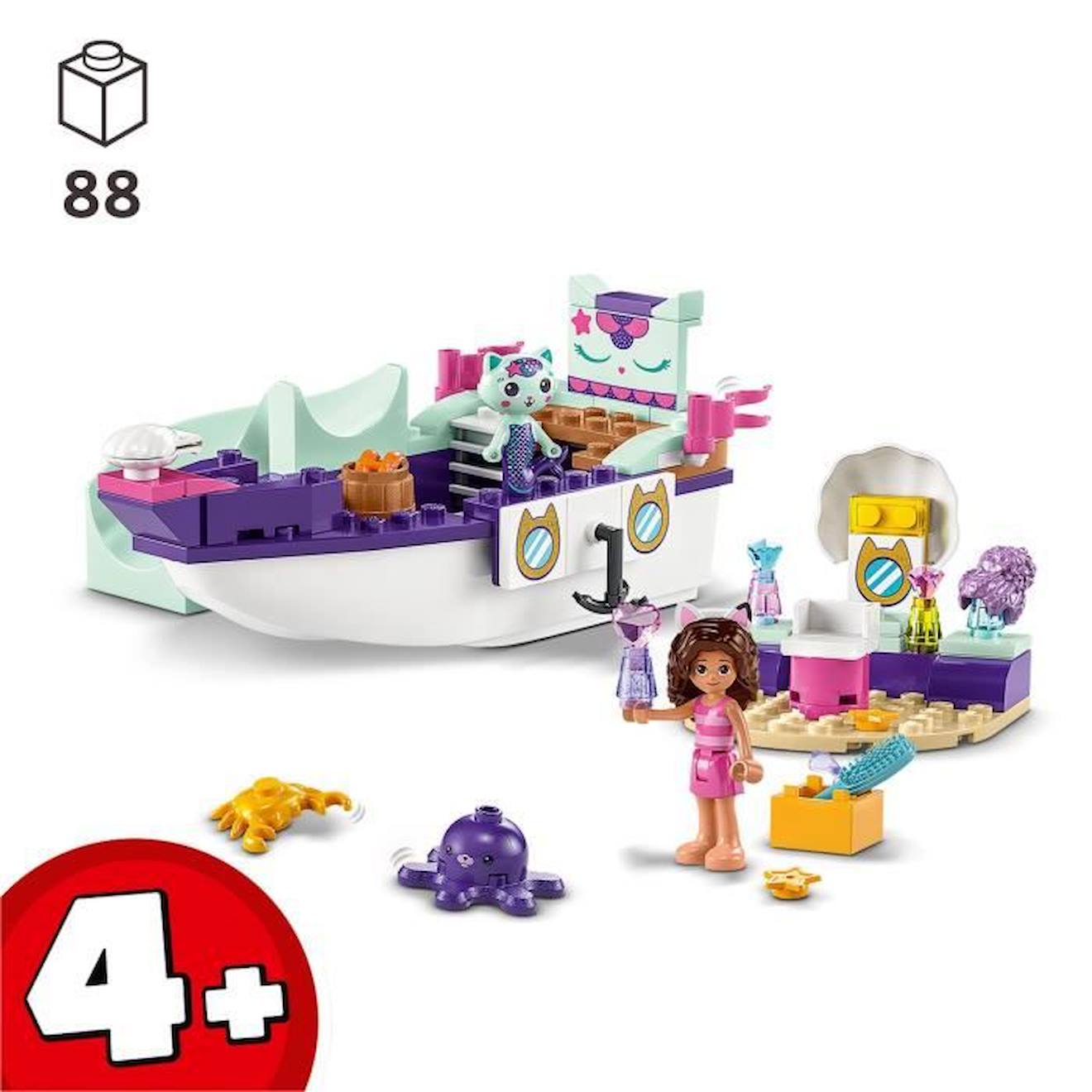 LEGO® Gabby et la Maison Magique 10786 Le Bateau et le Spa de Gabby et Marine, Jouet avec Figurines blanc