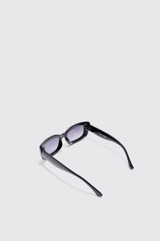 Eckige Plastik-Sonnenbrille in Schwarz