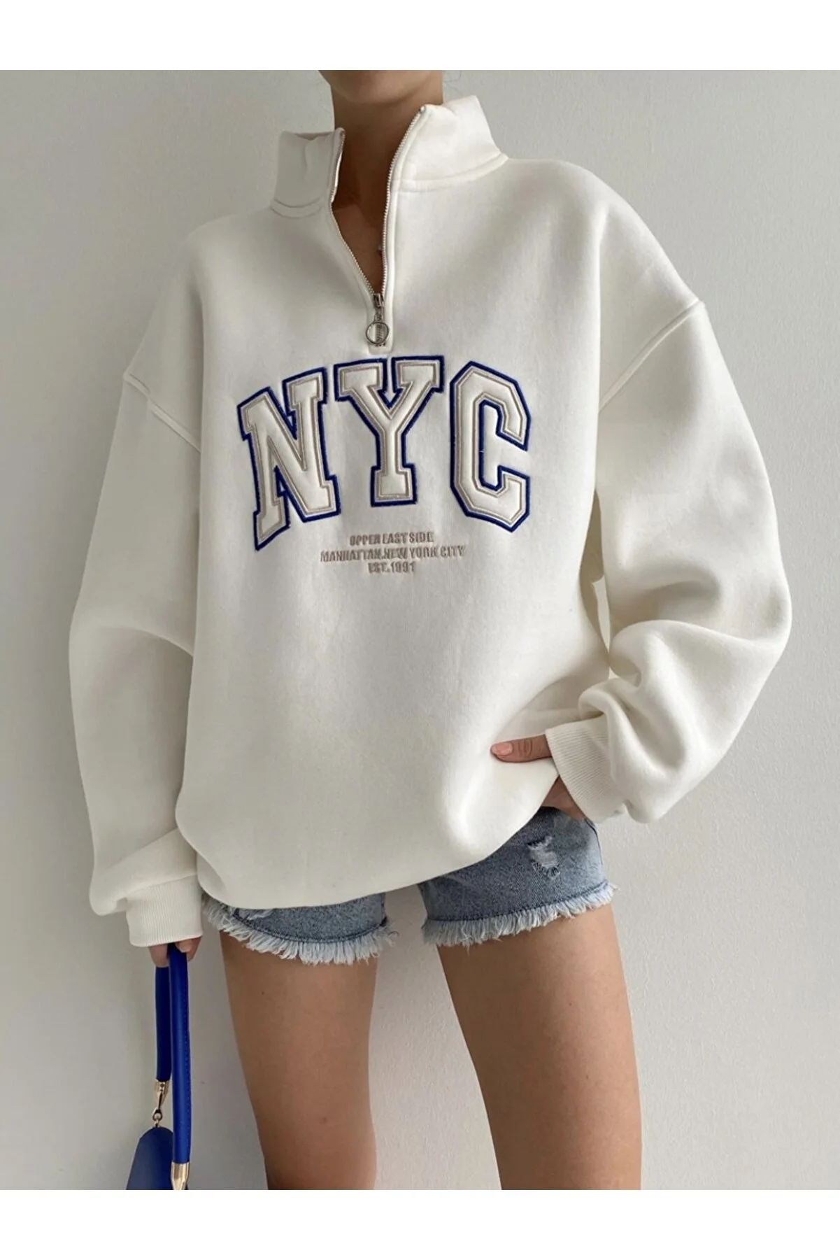 IŞILDA FASHION  NYC BESTICKTES REISSVERSCHLUSS-SWEATSHIRT