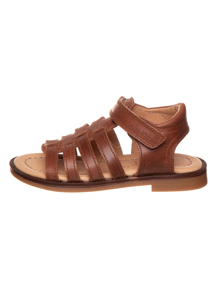 POM POM Leder-Sandalen in Hellbraun günstig kaufen