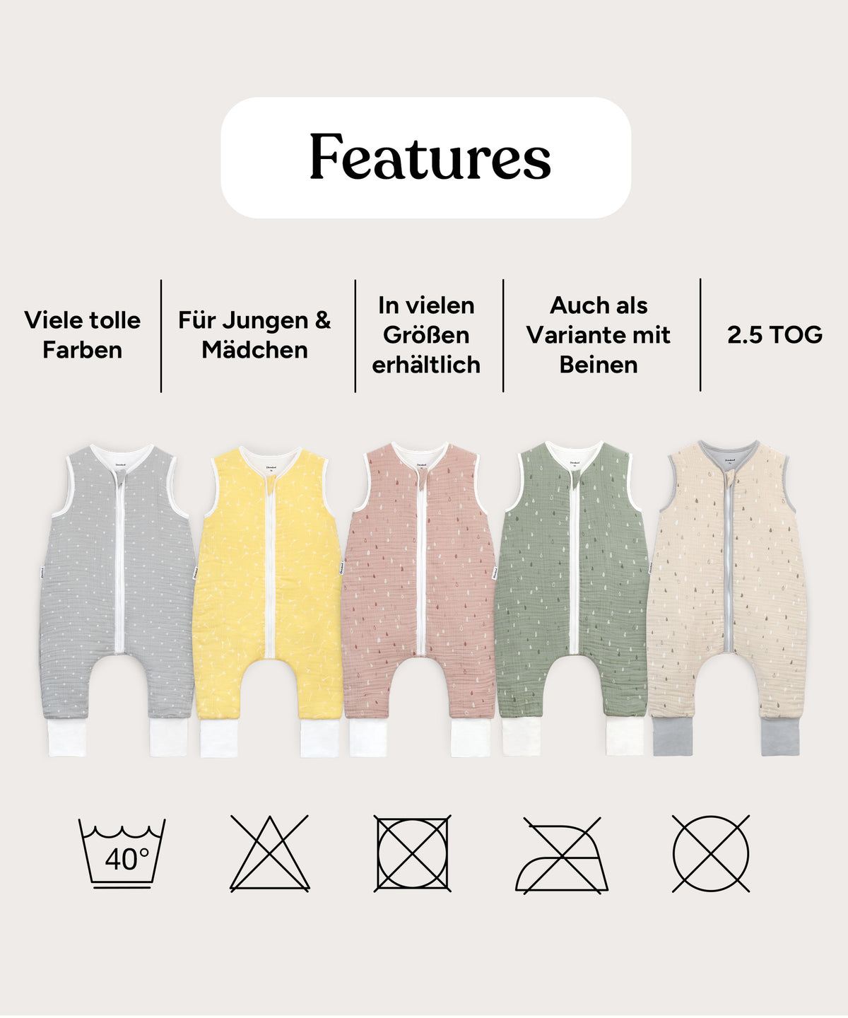 Musselin Schlafsack mit Beinen