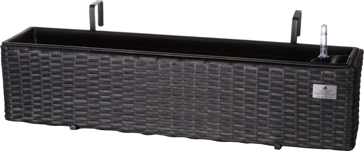Weles Polyrattan Balkonkasten inkl. Aufhängung, 80 x 19 x 18 cm, mit Bewässerungssystem, anthrazit