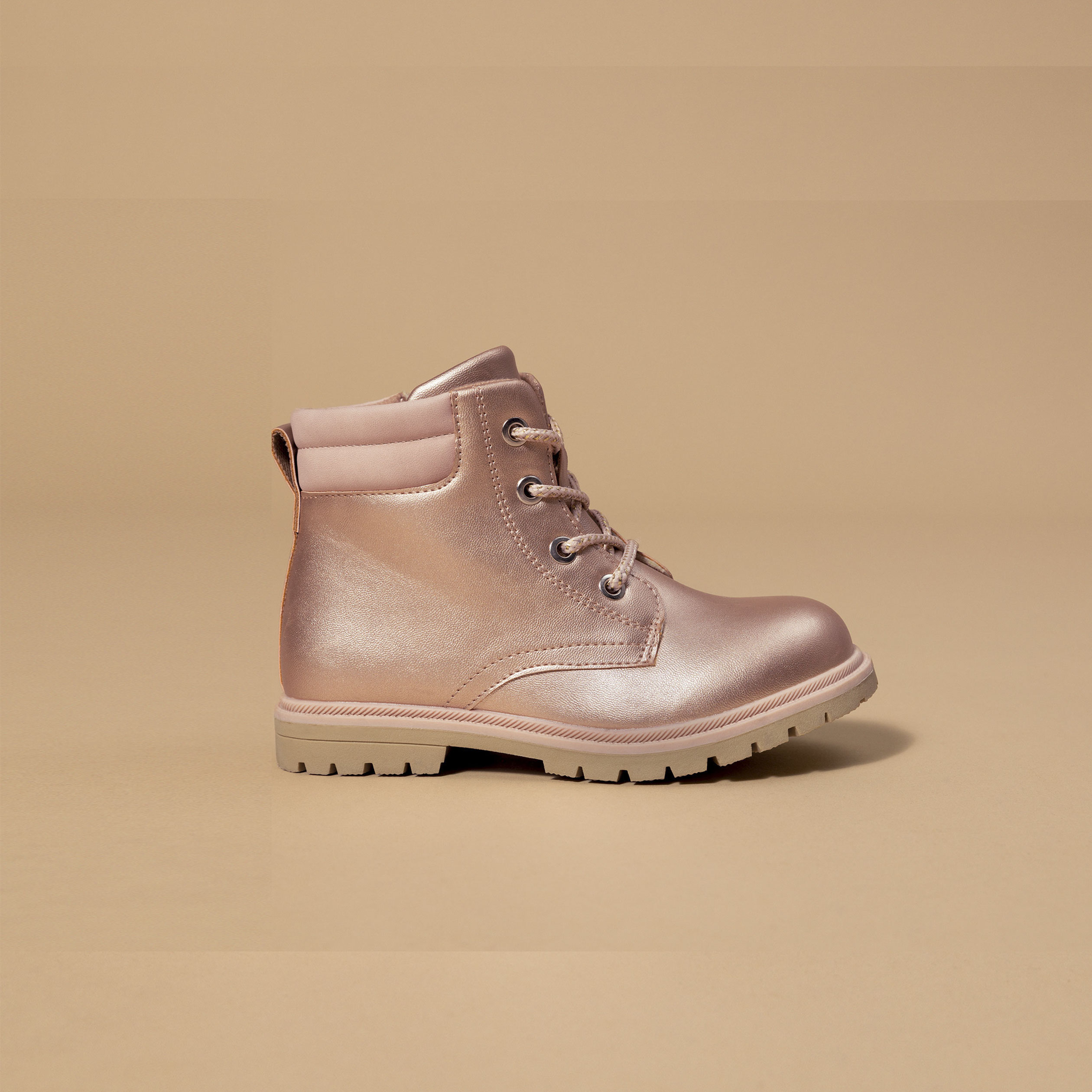 Bottines métallisées rose champagne fille | La Halle