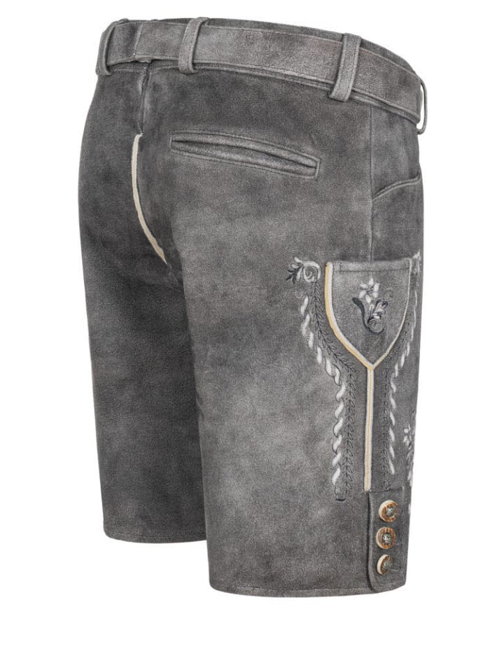 Nübler Lederhose kurz Norbert in Grau günstig kaufen 52