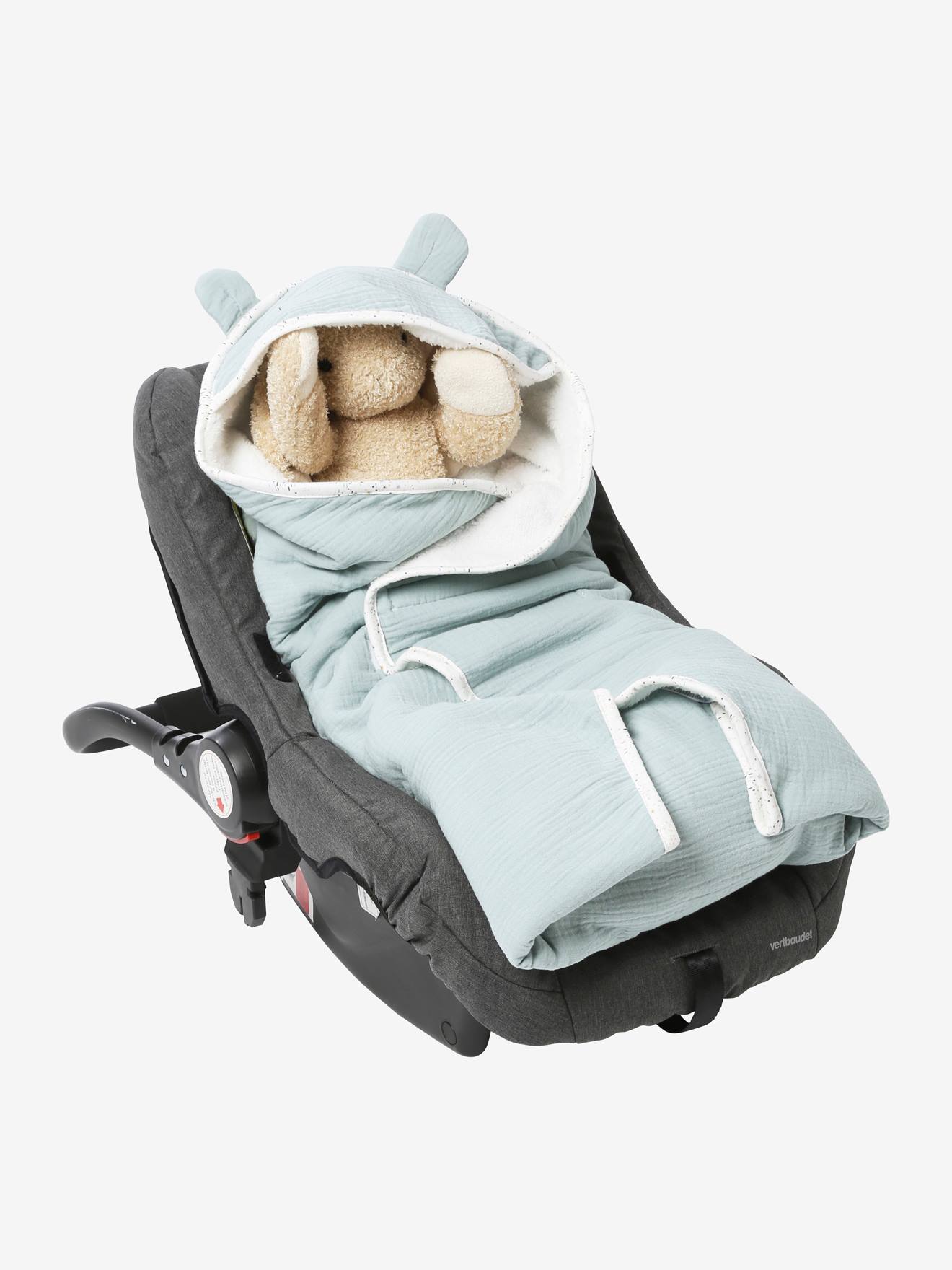 Plaid à capuche pour siège-auto coque caramel