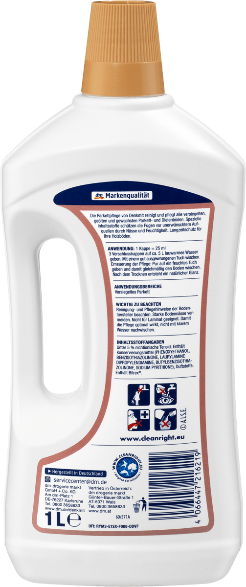 Bodenreiniger Parkettpflege mit Carnaubawachs, 1 l
