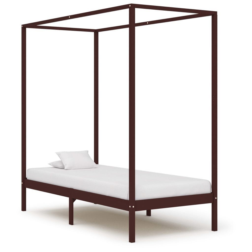 möbelando Himmelbett 299785 (LxBxH: 204x94x200 cm), aus Kiefer in Dunkelbraun