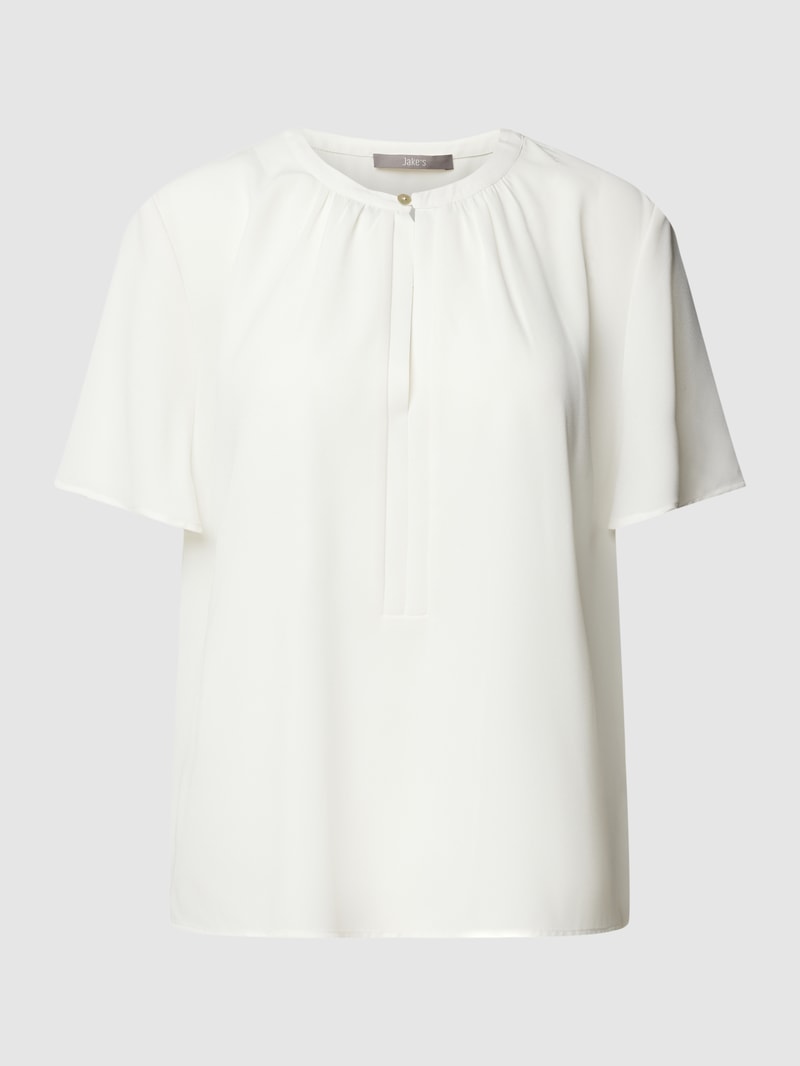 Bluse mit Schlüsselloch-Ausschnitt in offwhite
