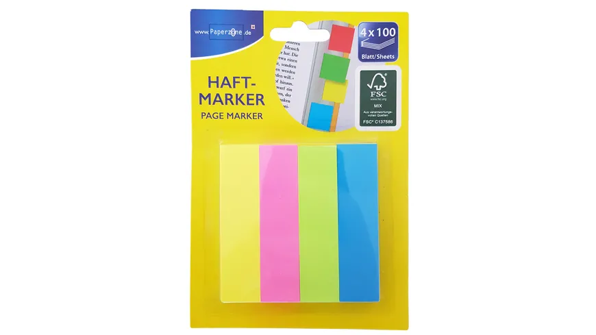 PAPERZONE Haftmarker Neon 400 Blatt