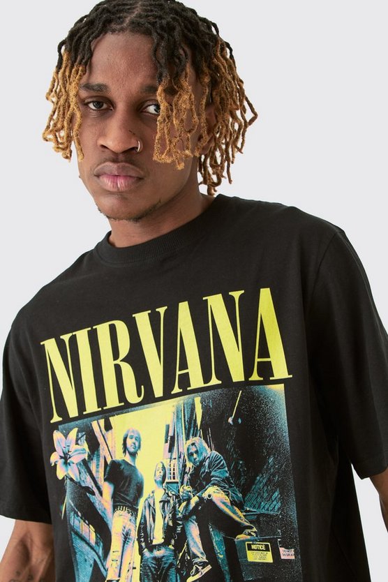 Tall T-Shirt mit Nirvana Color Band Print