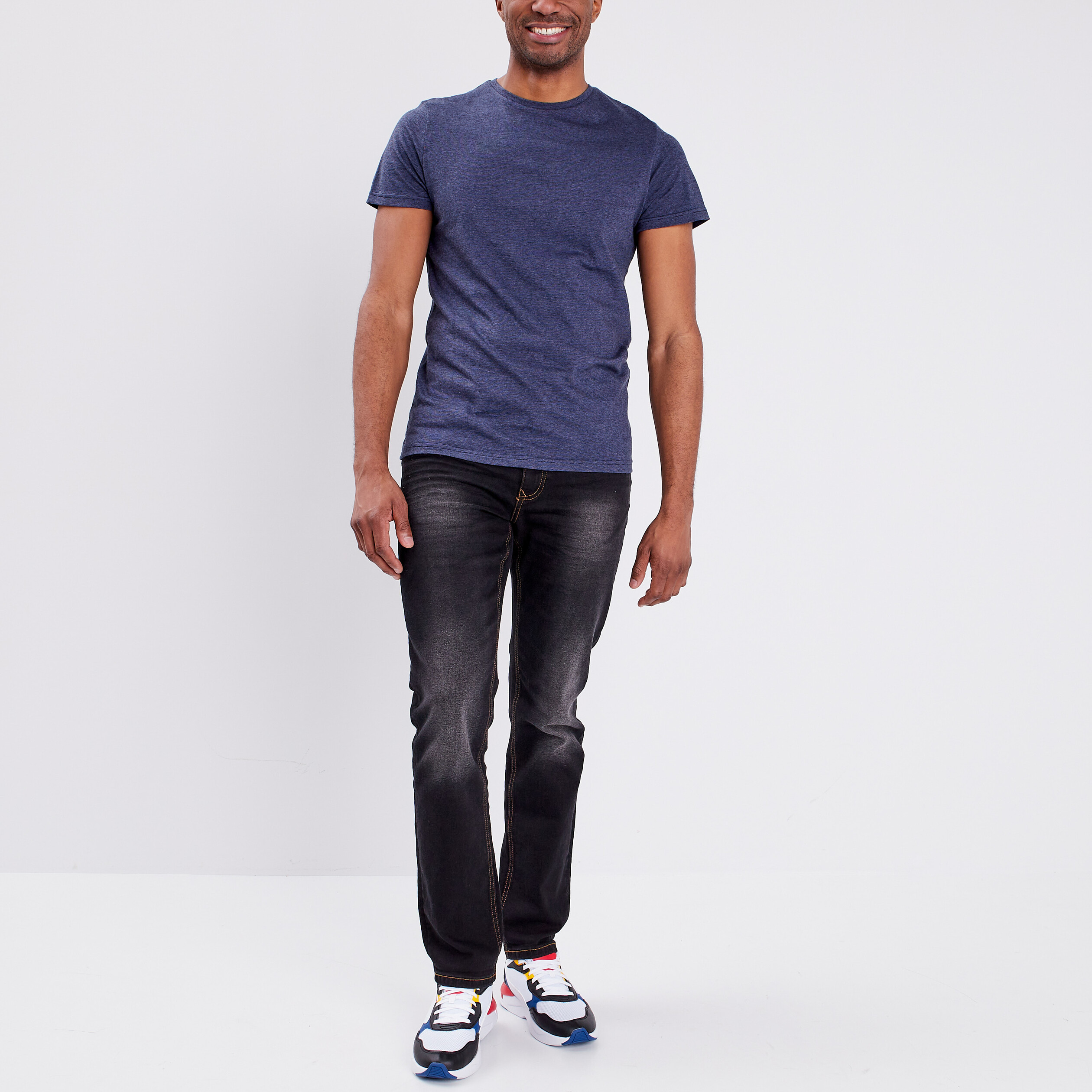T-shirt coton manches courtes bleu marine homme | La Halle