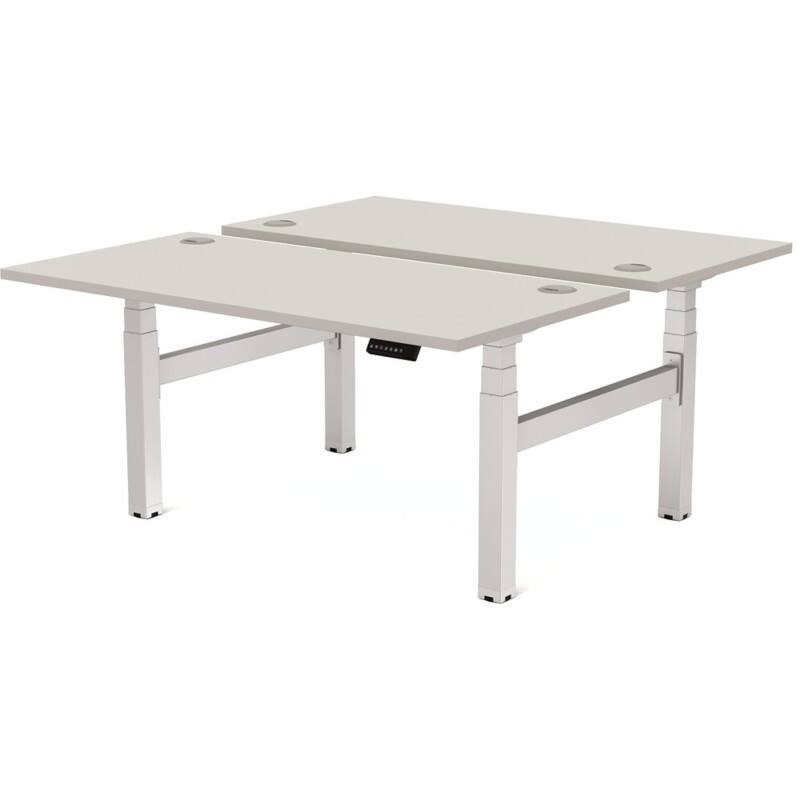 Fellowes Cambio Elektrisch Höhenverstellbar Sitz-Stehschreibtisch Rechteckig Grau T-Fuß 1.699 (B) x 1.470 (T) x 1.305 (H) mm MFC (Melaminbeschichtete Spanplatte), PVC (Polyvinylchlorid), Stahl