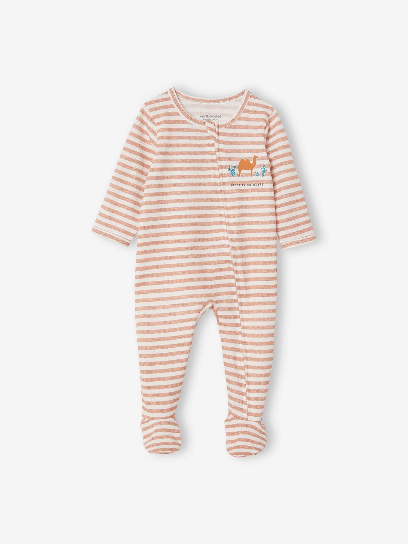 Lot de 3 pyjamas en coton bébé ouverture zippée lot ivoire