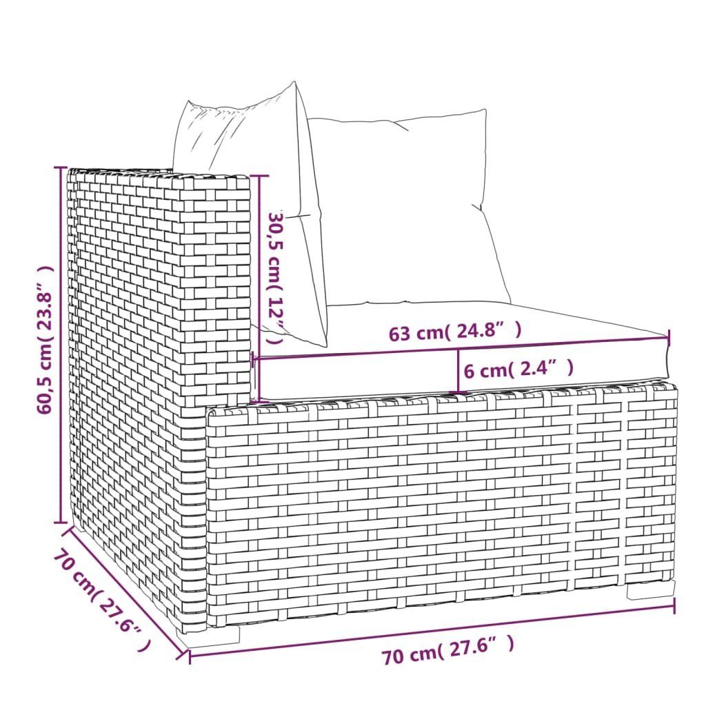 vidaXL Gartenlounge-Set 4-tlg. Garten-Lounge-Set mit Kissen Grau Poly Rattan, (1-tlg)
