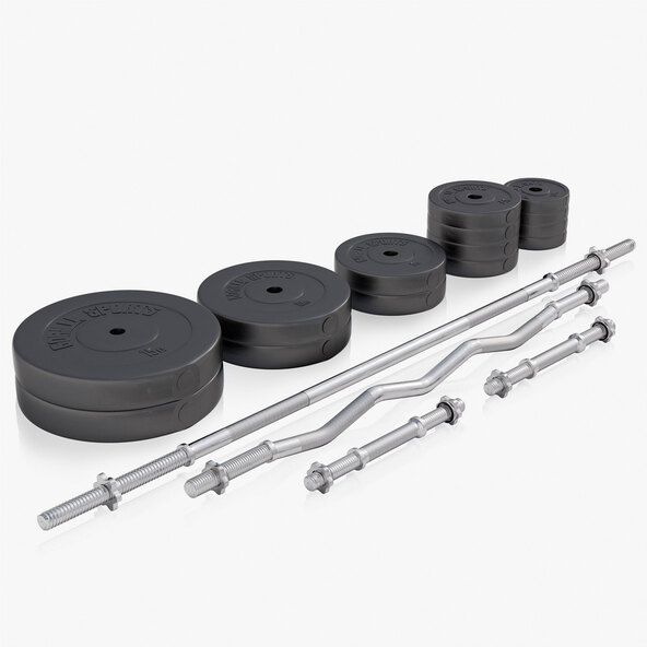 Hantelbank mit Langhantelset, 100 kg, schwarz