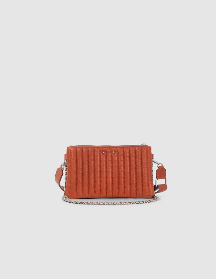 Le 111 WEST VILLAGE orange cuir embossé croco Femme
