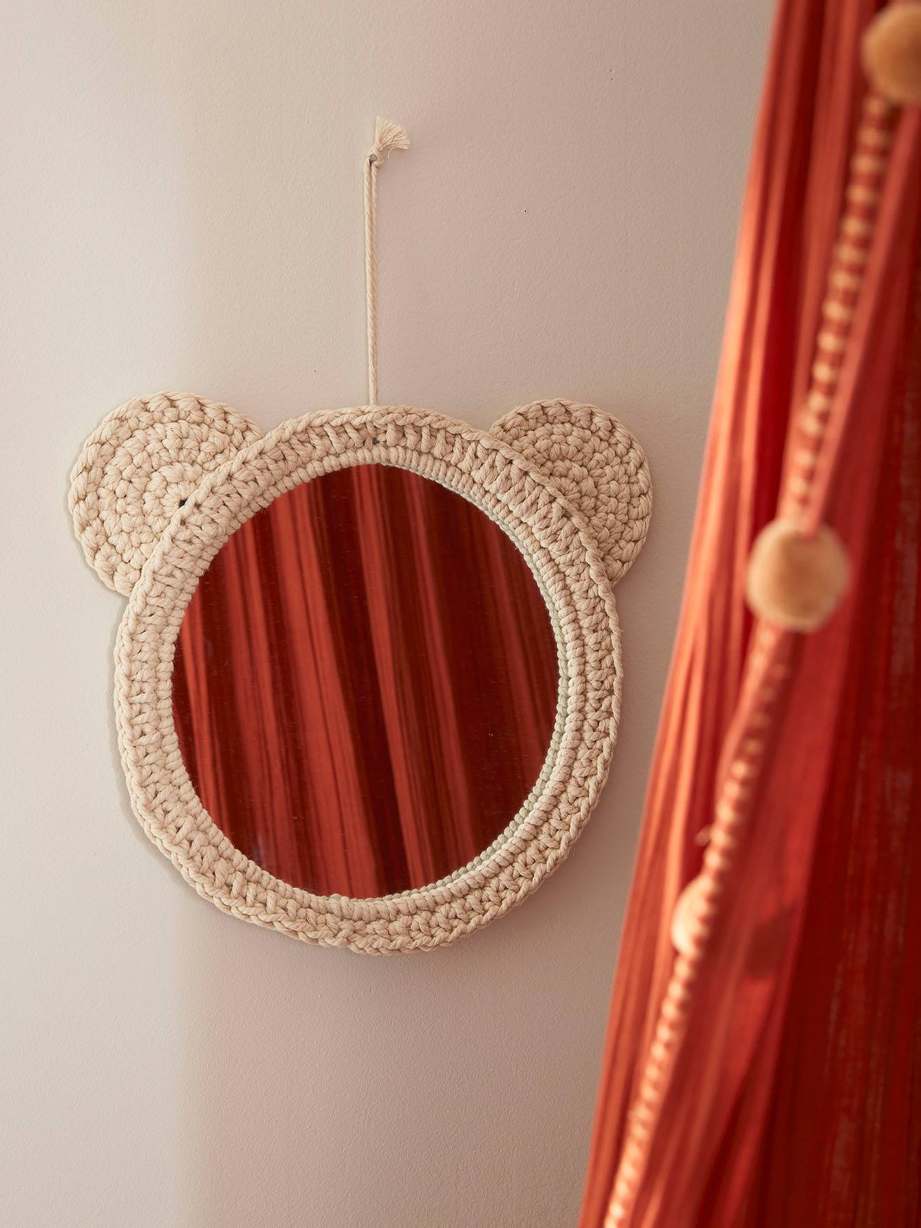 Vertbaudet Kinderzimmer Spiegel BÄR, gestrickt - beige