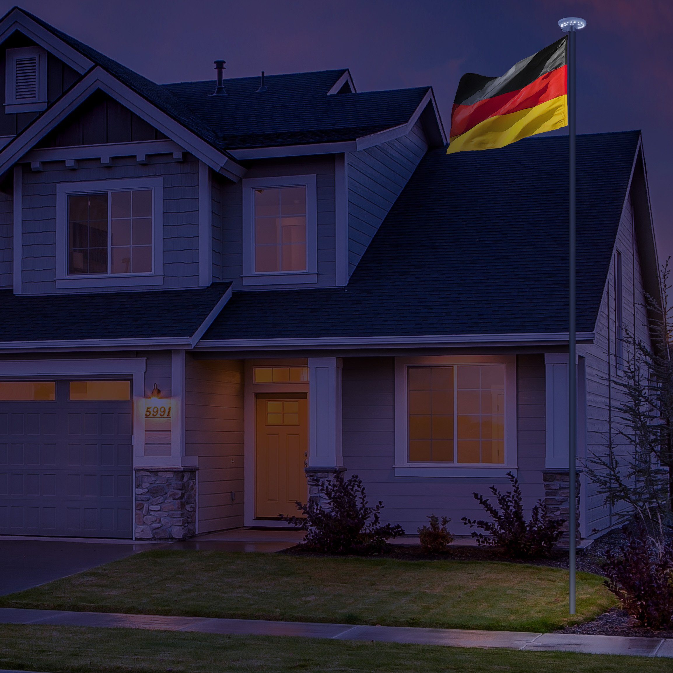 BRUBAKER LED Solarleuchte Fahnenmast Solar Licht - Fahnenmastlicht - Fahnenstangen Beleuchtung, LED fest integriert, Tageslichtweiß, Solar-Energie Lampe für Camping und Garten