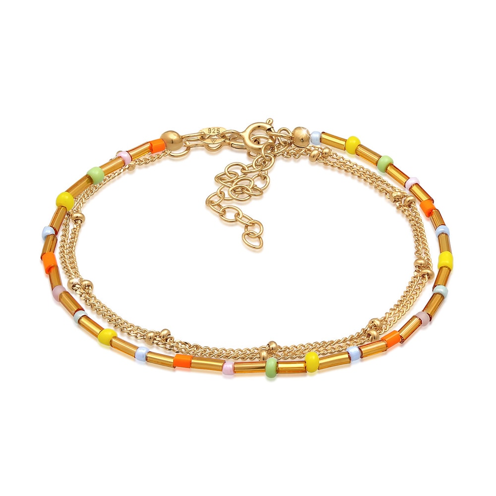 Elli Elli Bracelet Perles de couche dames multicolores Set de 2 en argent sterling 925 Bracelet