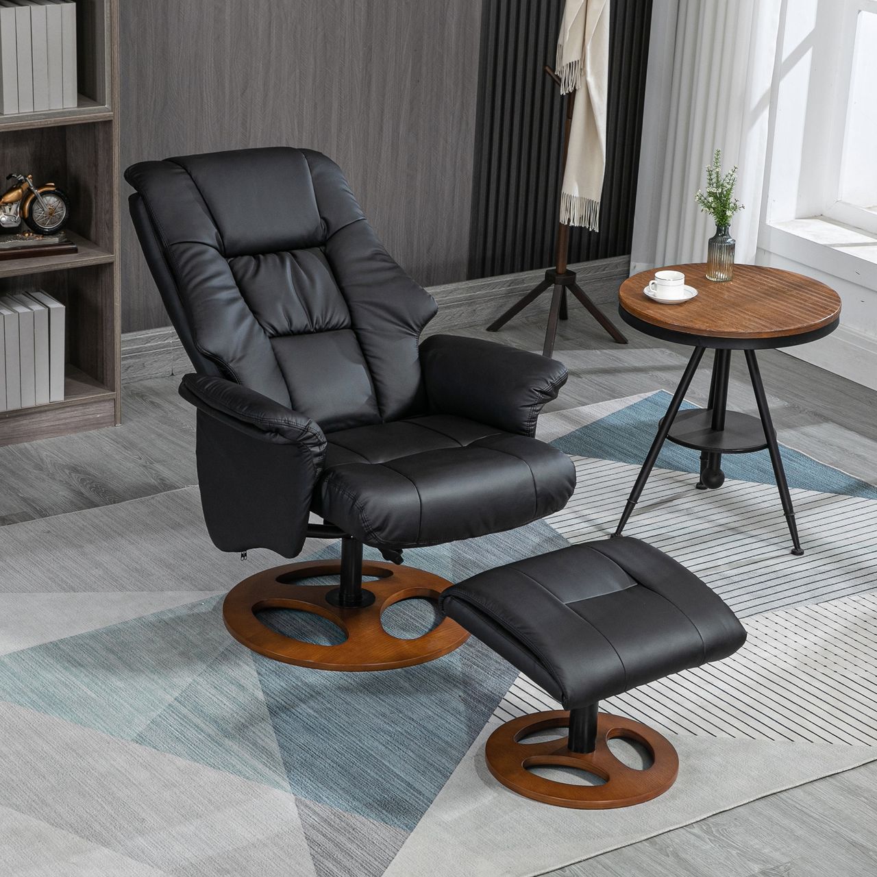 HOMCOM Relaxsessel mit Hocker, Fernsehsessel, TV Sessel mit Liegefunktion