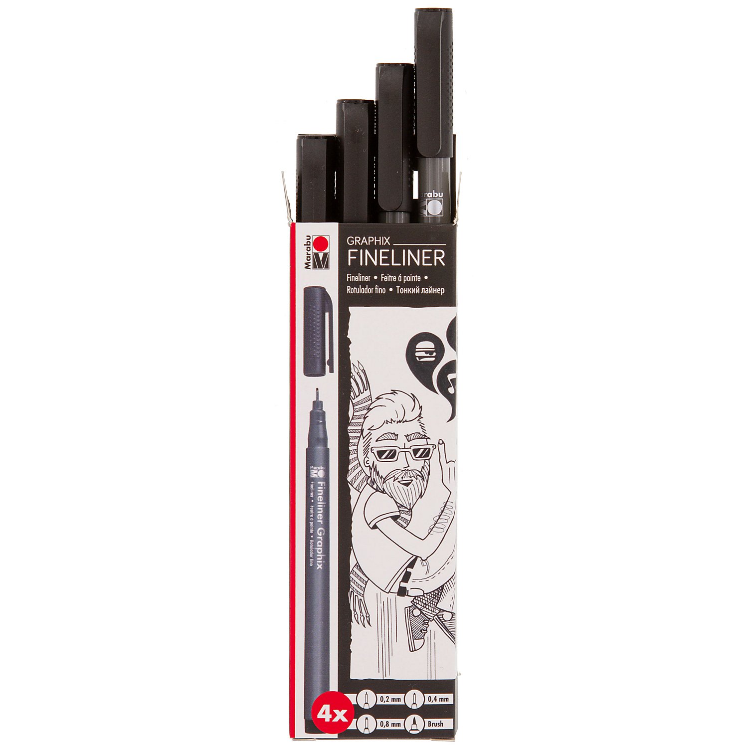 Graphix Fineliner, schwarz, 4 Stifte