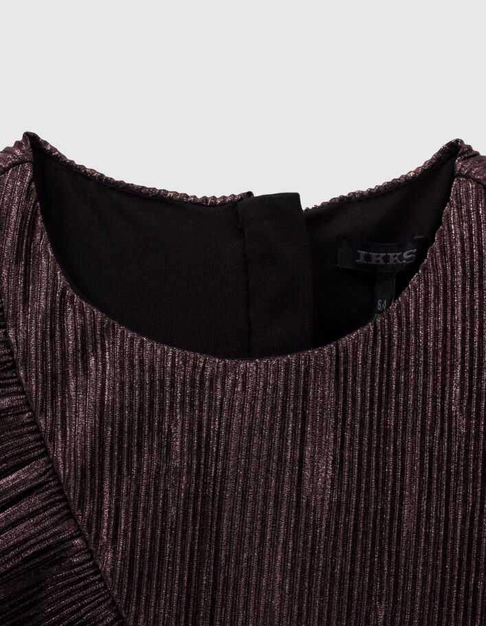 Robe rose lamée plissée volant asymétrique fille