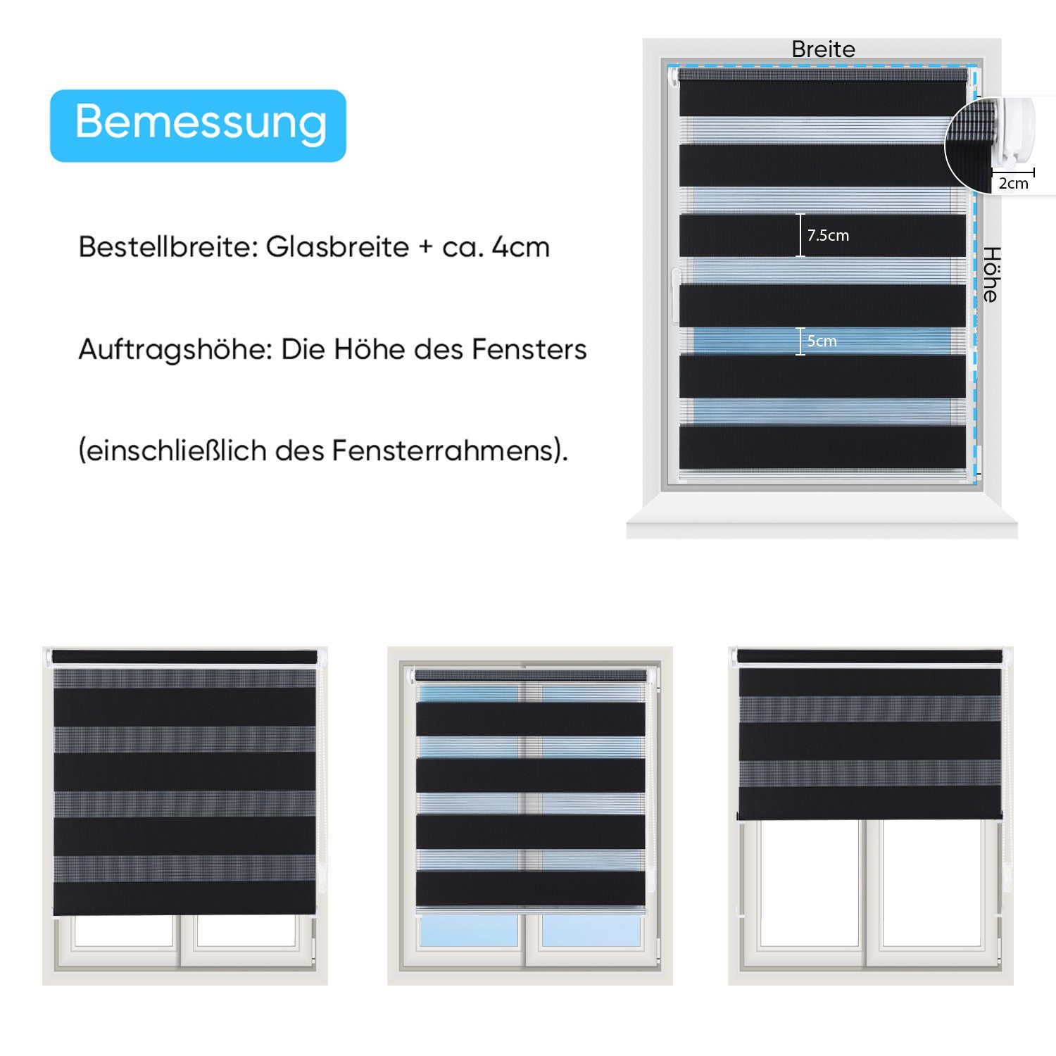Doppelrollo Duo Rollo Klemmfix ohne Bohren für Fenster Rollos Jalousie Faltrollo, Sekey, Montage mit oder ohne Bohren möglich