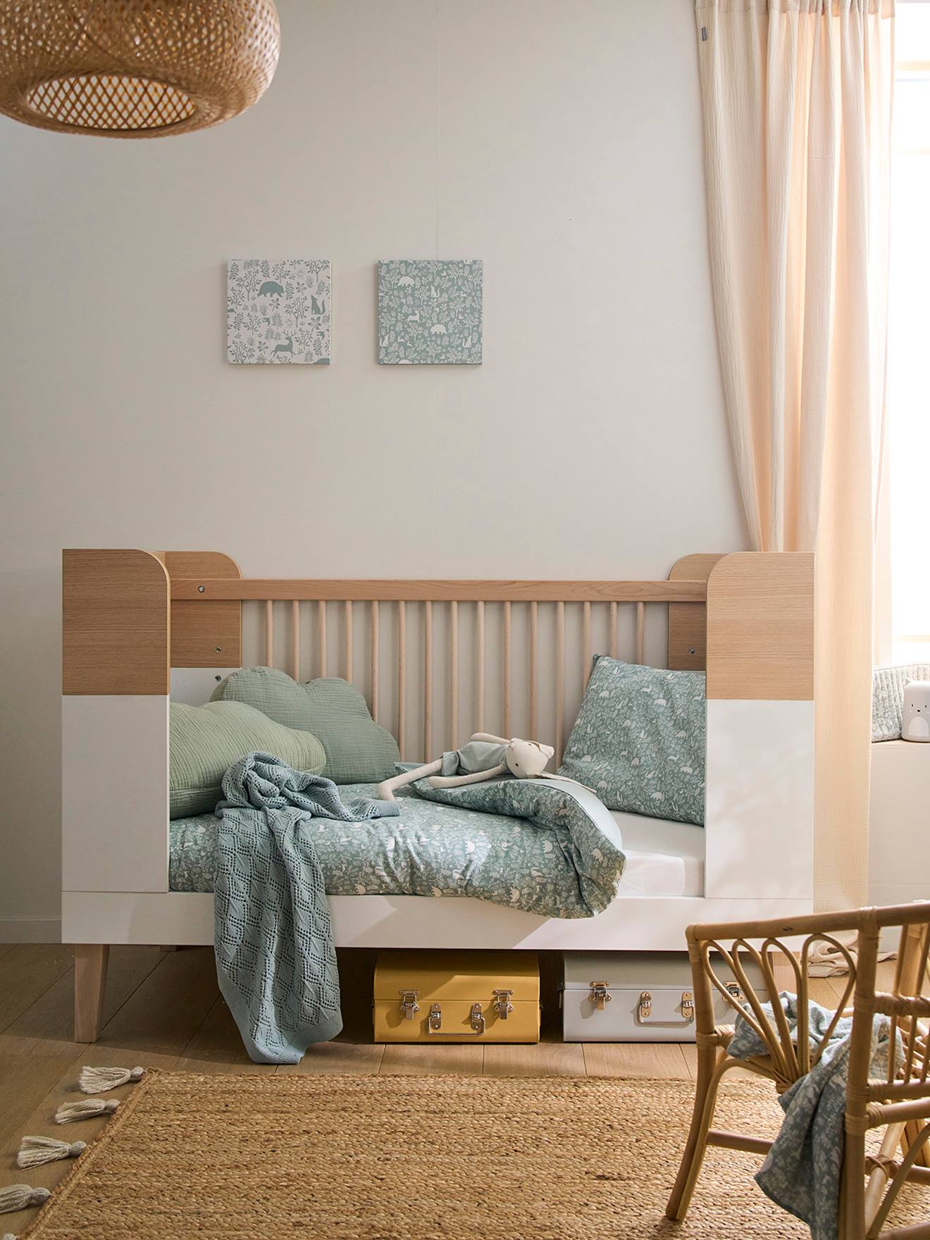 Vertbaudet Mitwachsendes Babybett MOKA - weiß/natur