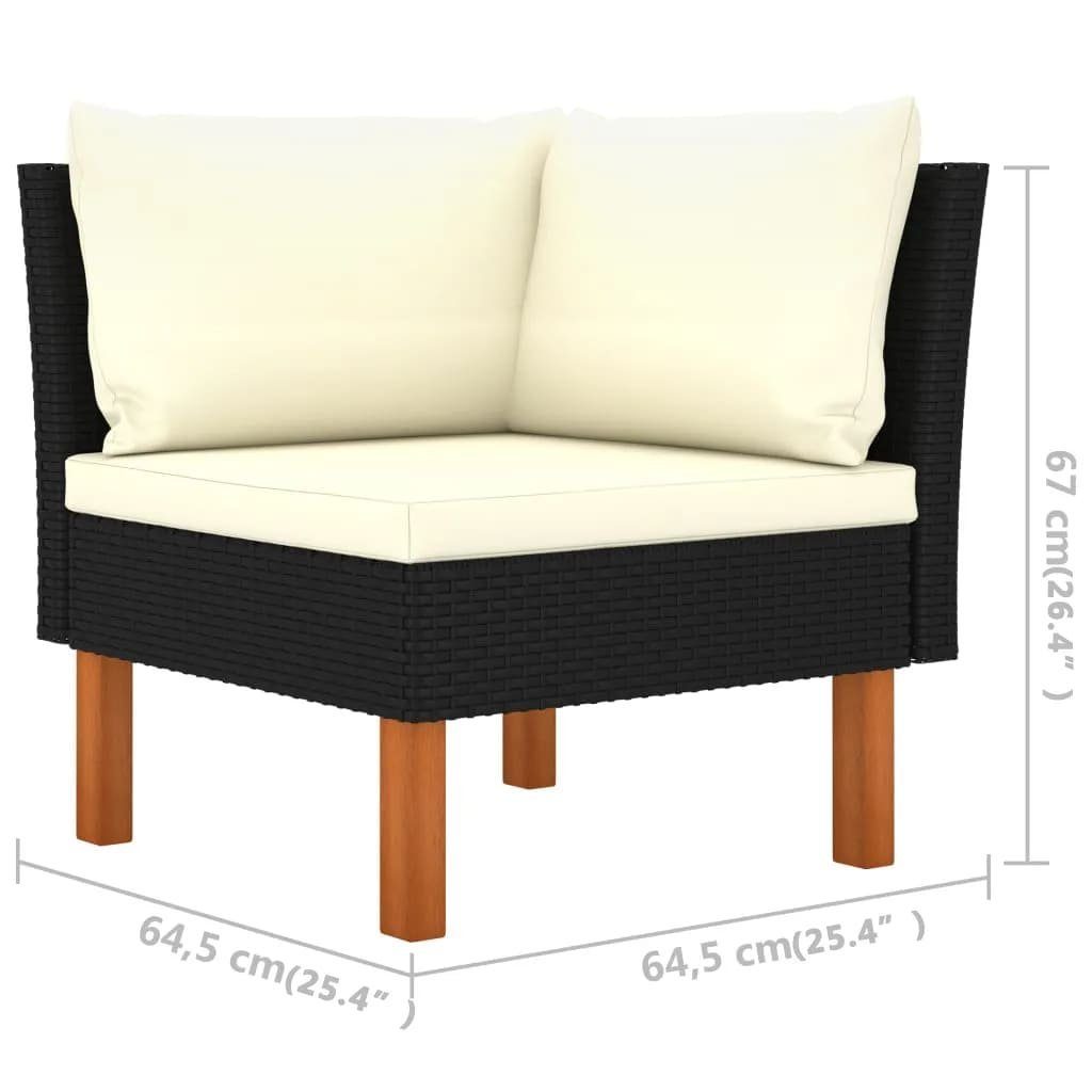 vidaXL Loungesofa 3-tlg. Garten-Lounge-Set Poly Rattan und Eukalyptus Massivholz, 1 Teile