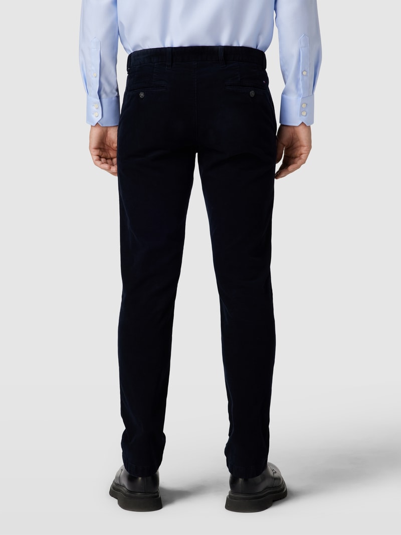 Cordhose mit Logo-Stitching Modell 'DENTON' in marineblau