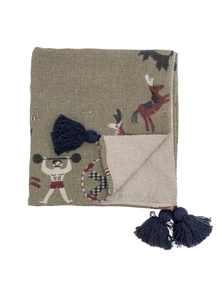 Bloomingville Decke LOOME Grün mit Zirkus Motiv 160x130 cm günstig kaufen onesize