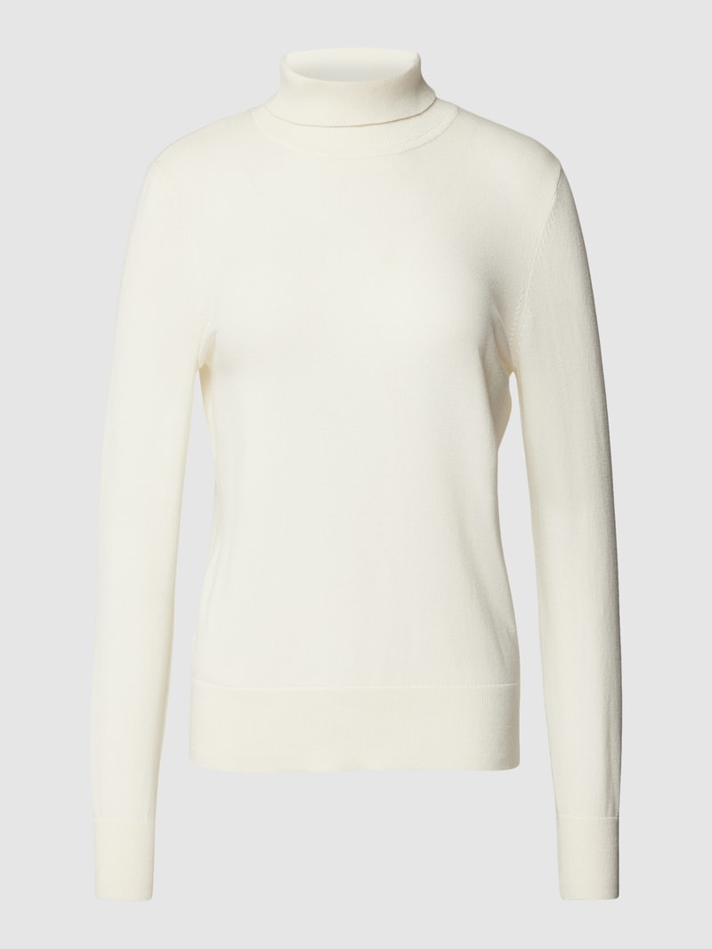 Strickpullover mit Stehkragen in offwhite