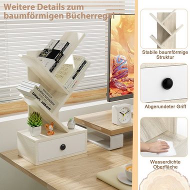 COSTWAY Bücherregal, stehend, in Baumform, mit Schublade, Holz, 30x17,5x60cm
