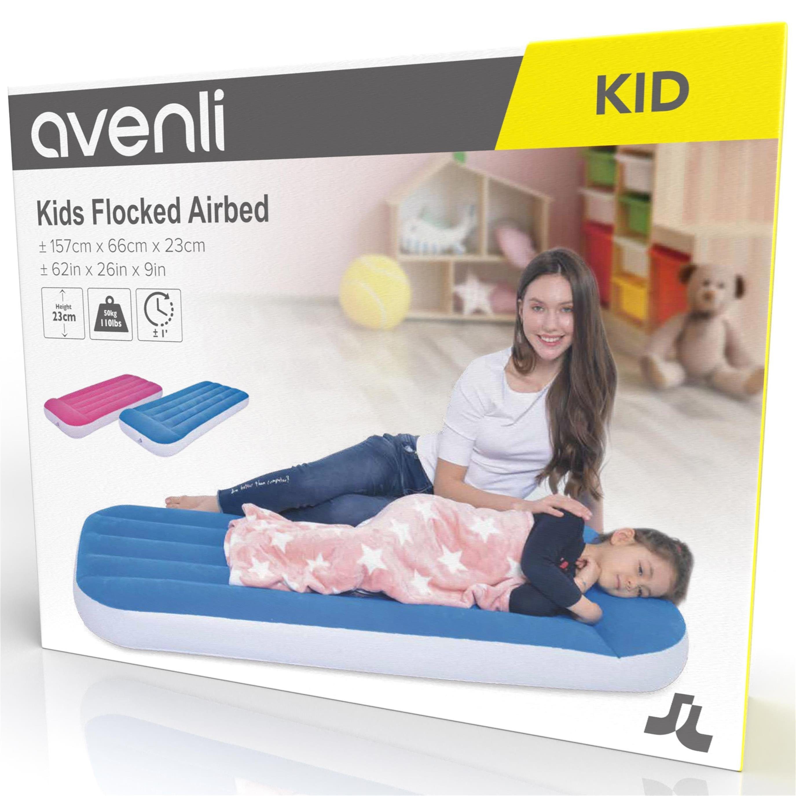 Avenli Luftbett Aufblasbares Kinderbett rosa, (Luftbett für Kinder rosa), Luftmatratze mit erhöhtem Kopfteil