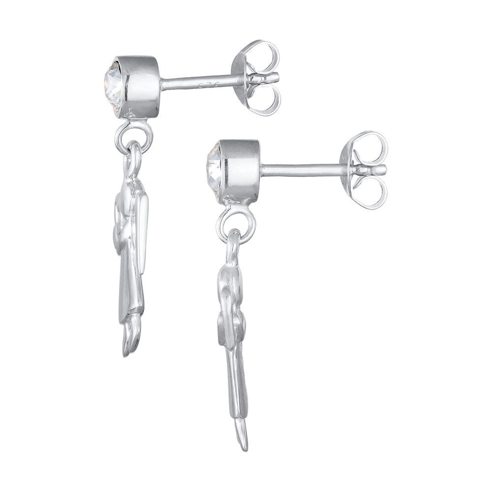 Elli Elli Boucles d'Oreilles Femmes pendentif d'oreilles cœur ange avec cristaux en ar Boucles d'oreilles