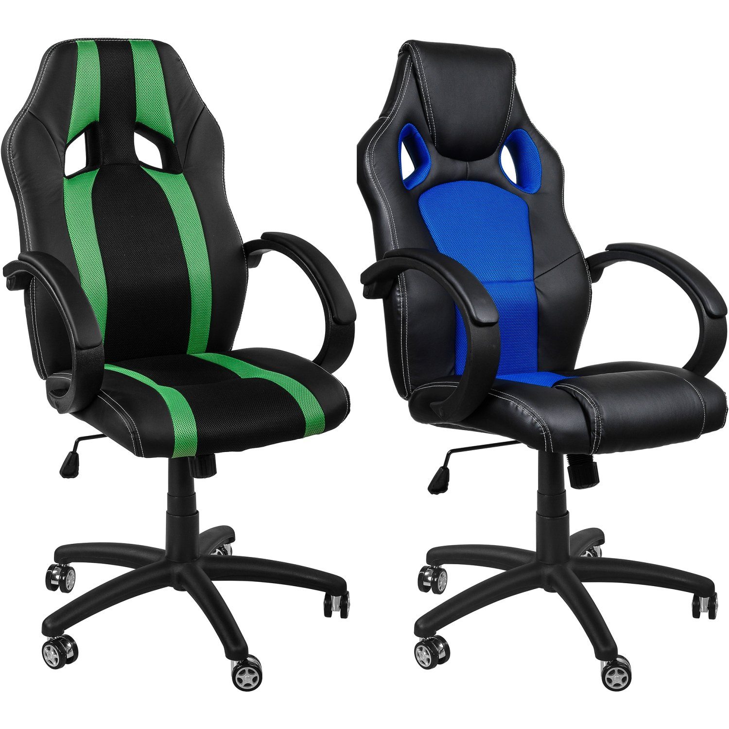 RACEMASTER Stuhlrolle 5er Set Bürostuhlrollen, (Set, 5-St), universell für Hartböden und Teppich, Racing Design, XL Rollen 60 mm