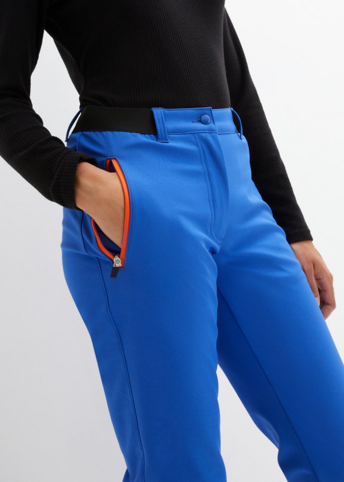 Wasserabweisende Funktionshose aus Softshell mit Komfortbund, gerade geschnitten