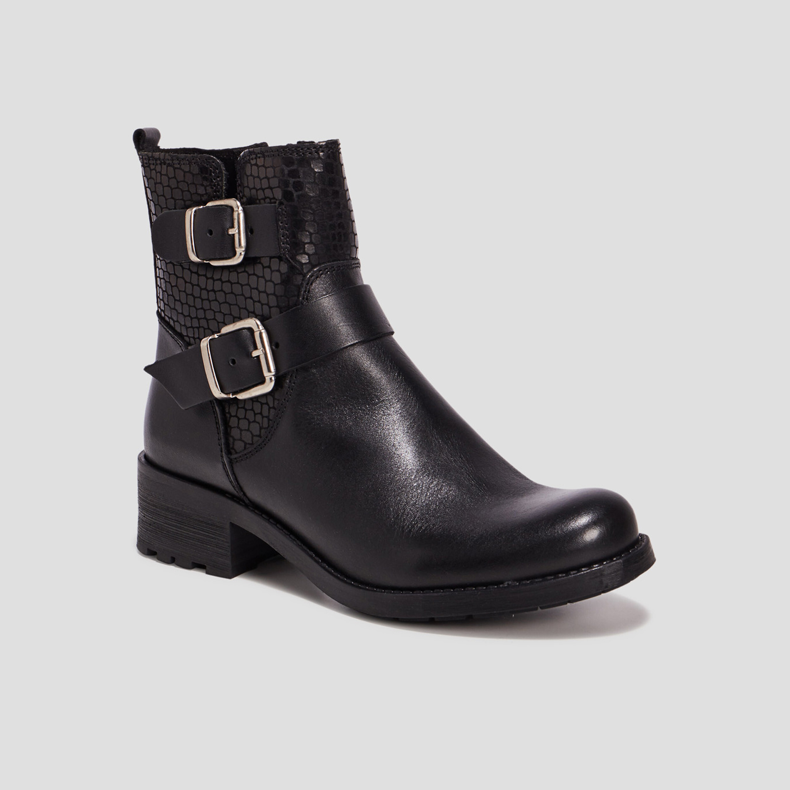 Bottines en cuir noir femme | La Halle