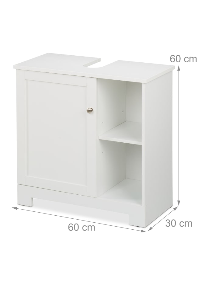 relaxdays Waschbeckenunterschrank in Weiß - (B)60 x (H)60 x (T)30 cm günstig kaufen onesize