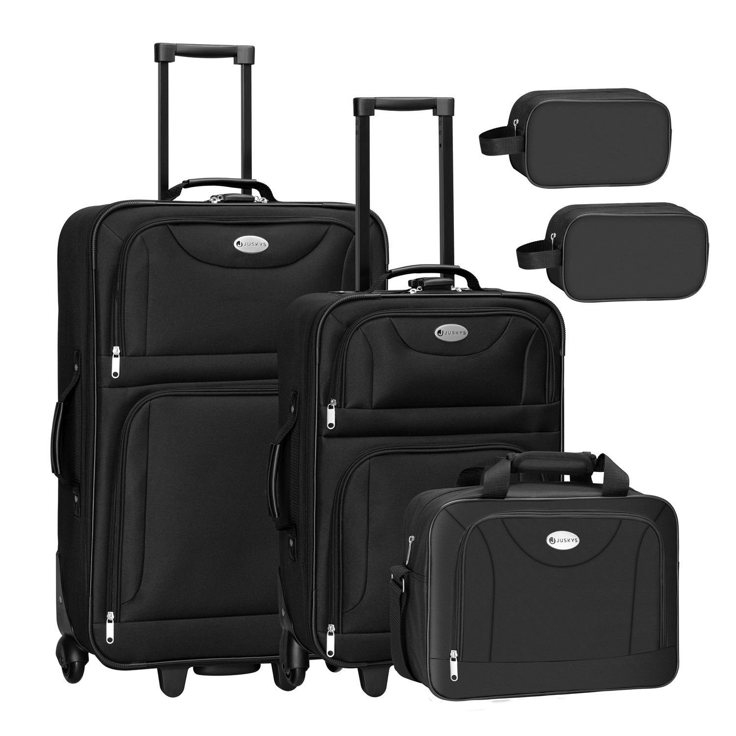 Juskys Trolleyset Athen, 2 Rollen, (5-teilig), 2 Trolley, 1 Umhängetasche, 2 Kosmetiktaschen