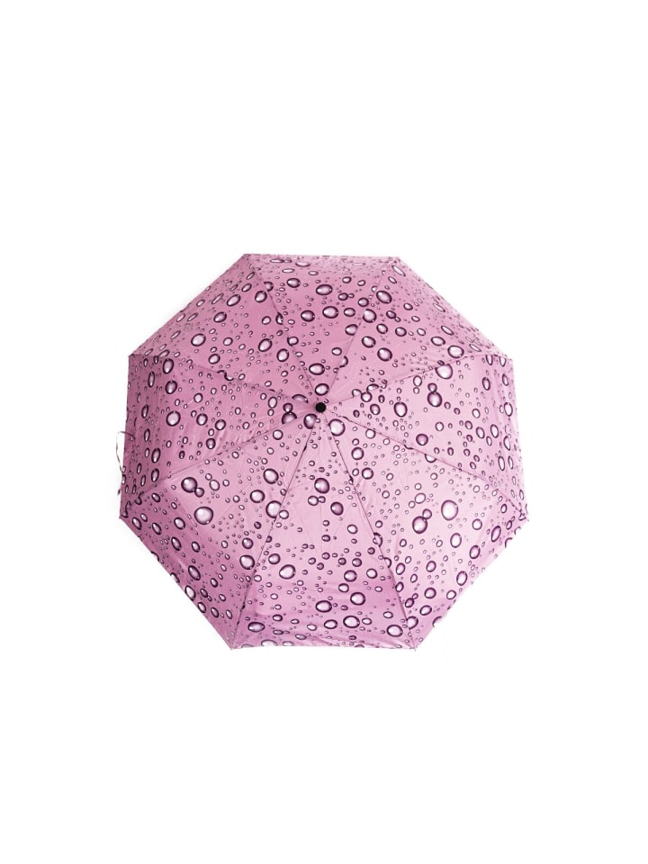 COFI 1453 Stilvoller Taschenschirm mit Schutzhülle und Regentropfendesign in Rosa günstig kaufen onesize