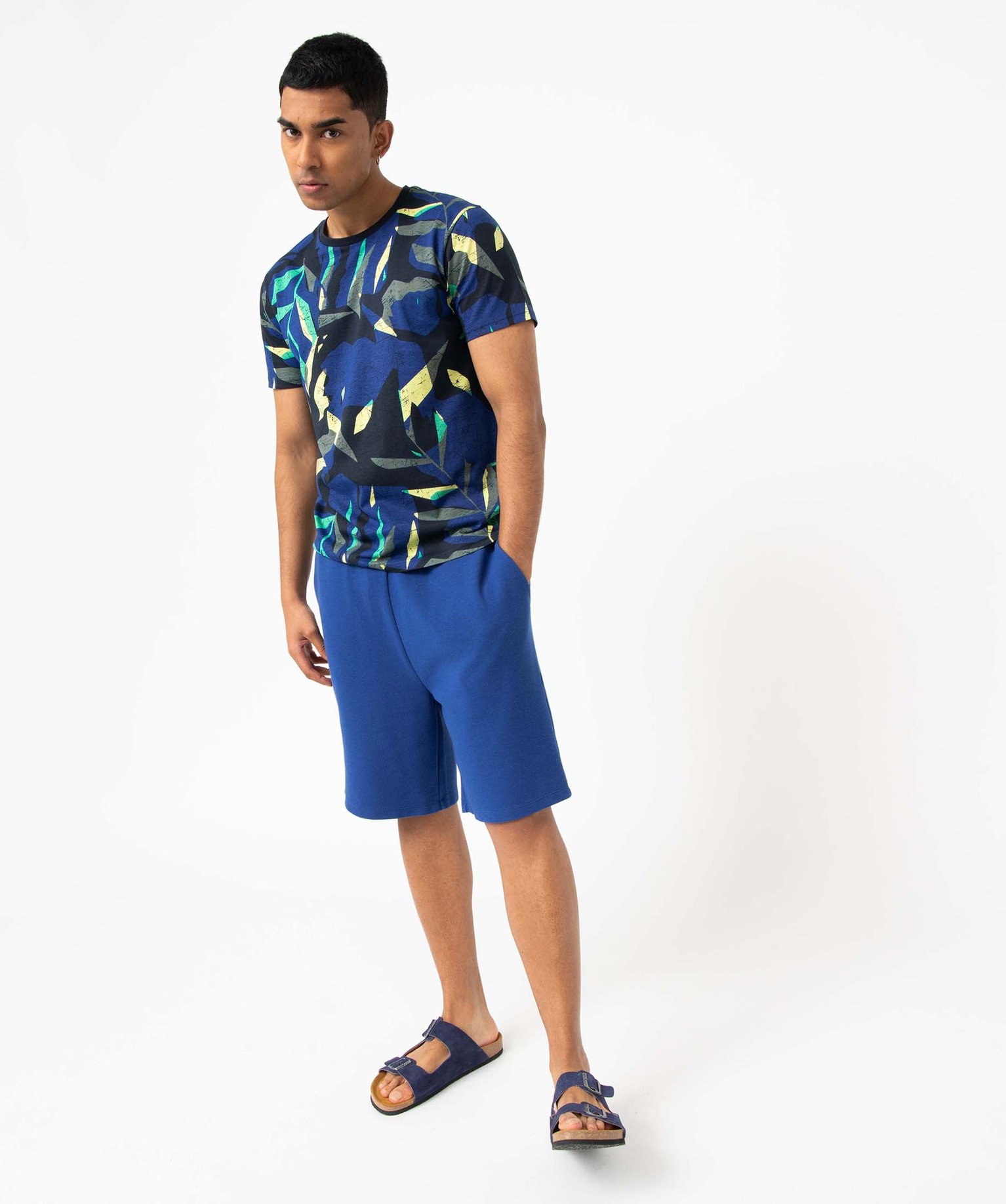 Bermuda homme en maille ctelée bleu | GEMO