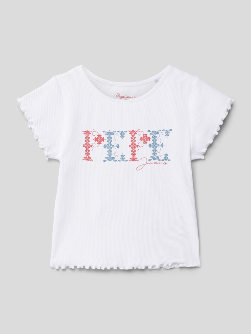 T-Shirt mit Label-Print Modell 'NATALIE' in weiß