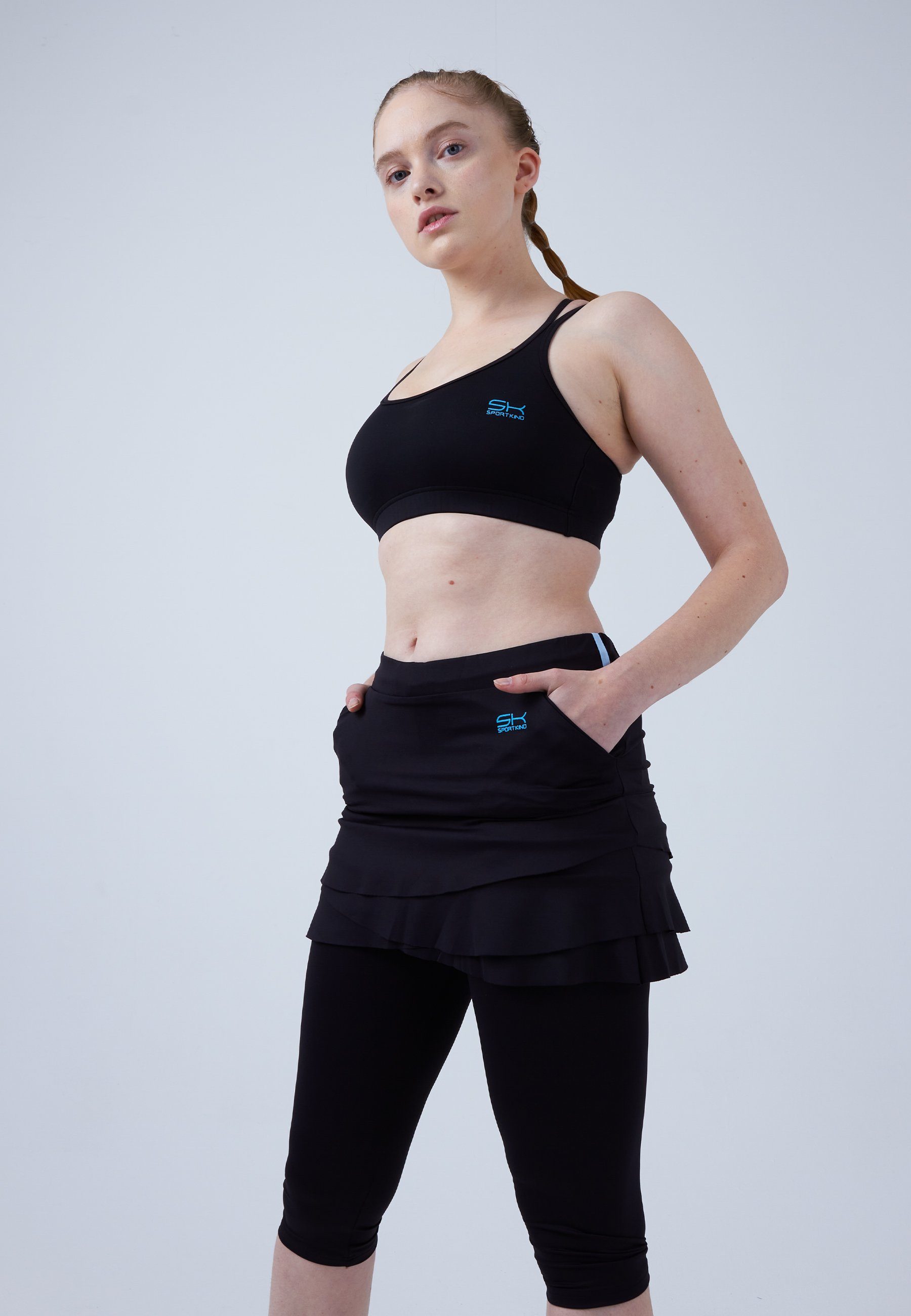 SPORTKIND Tennisrock 2-in-1 Tulip Skort mit Leggings / Skapri Mädchen & Damen schwarz