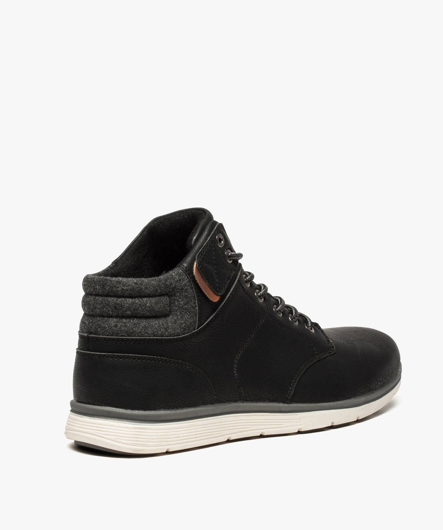 Baskets homme semi-montantes avec col rembourré en tissu noir | GEMO